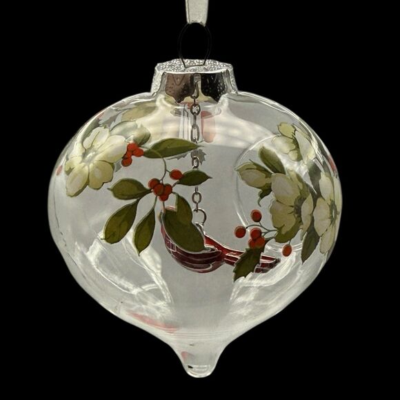 Vtg 2017 Hallmark Winter Cardinal QGO1822 Glass Orb Metal Bird Keepsake Ornament - Picture 4 of 12
